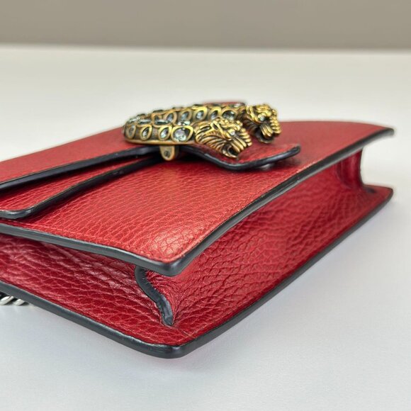 Gucci Red Leather Super Mini Dionysus Shoulder Bag Crossbody - Picture 4 of 6